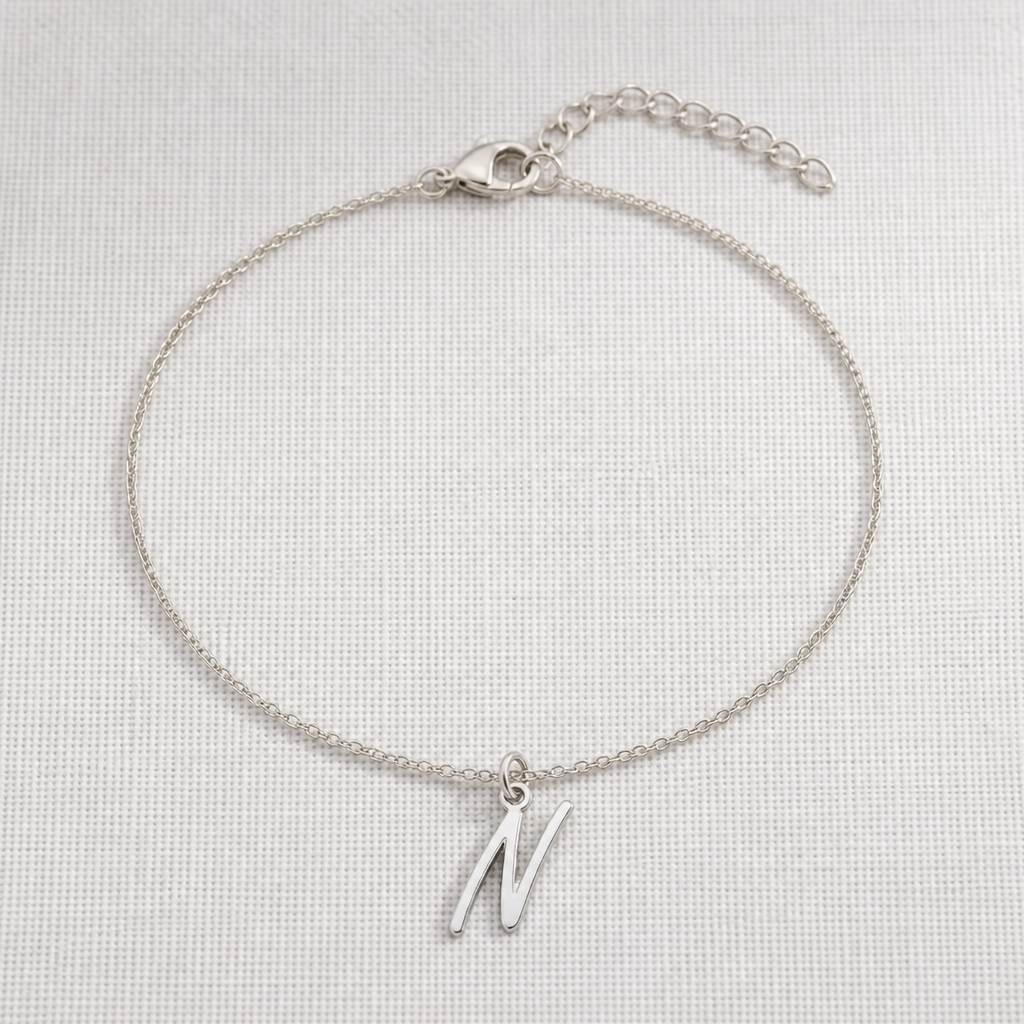 N Bracelet | Initial & Letter N Charm, Gold & Silver