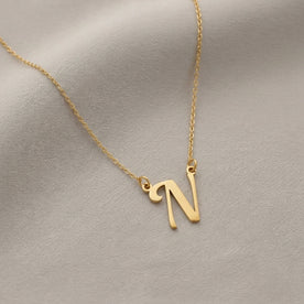 N Necklace | Initial & Letter N Pendant, Gold & Silver