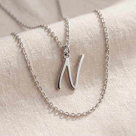 N Necklace | Initial & Letter N Pendant, Gold & Silver