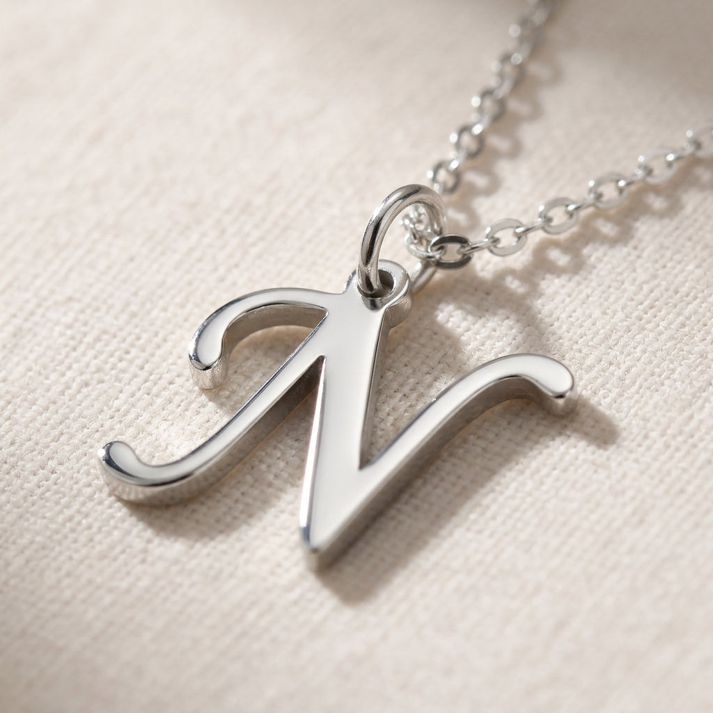 N Necklace | Initial & Letter N Pendant, Gold & Silver