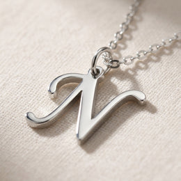 N Necklace | Initial & Letter N Pendant, Gold & Silver