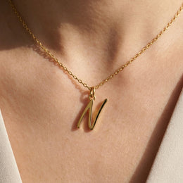 N Necklace | Initial & Letter N Pendant, Gold & Silver