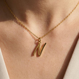 N Necklace | Initial & Letter N Pendant, Gold & Silver