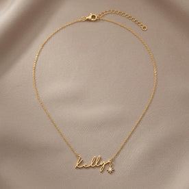 Name Necklace with Cubic Zirconia Star Charm in Gold & Silver