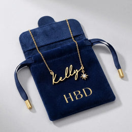 Name Necklace with Cubic Zirconia Star Charm in Gold & Silver