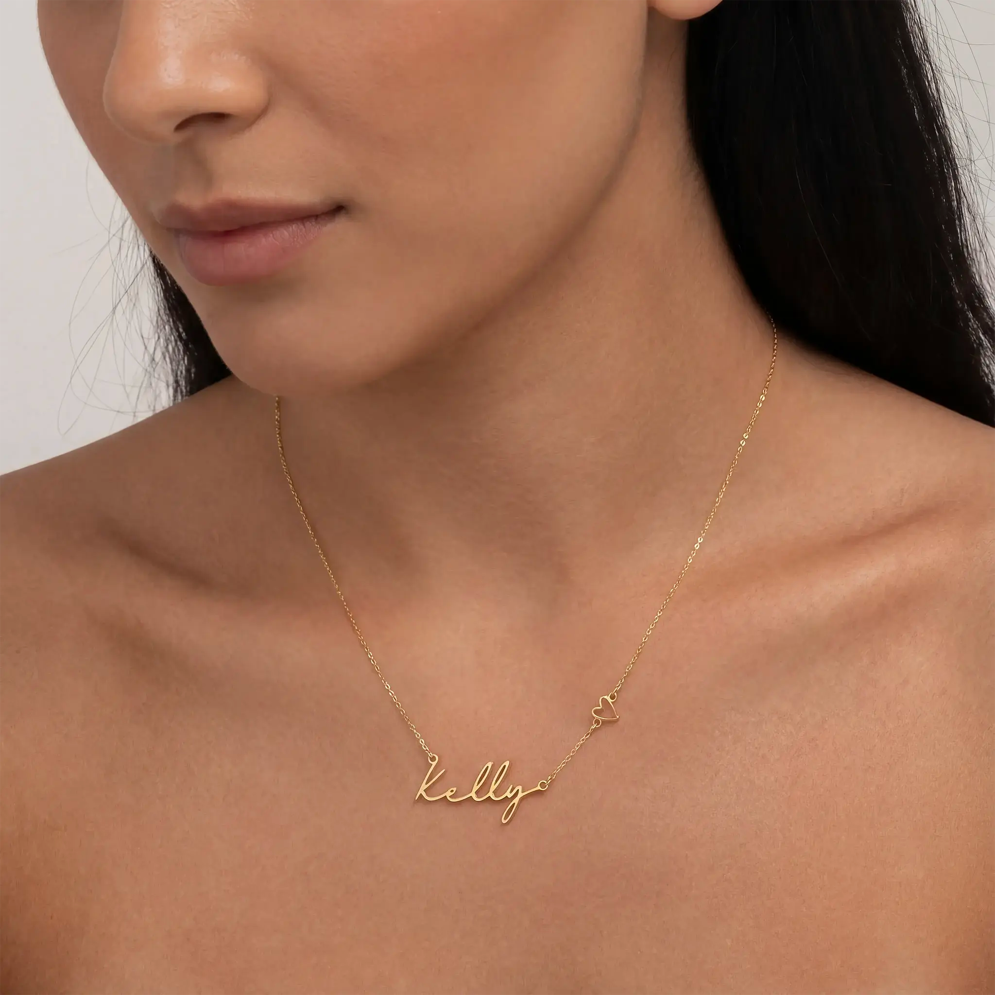 Personalised Name & Heart Necklace – Custom Gold, Silver & Vermeil Jewellery