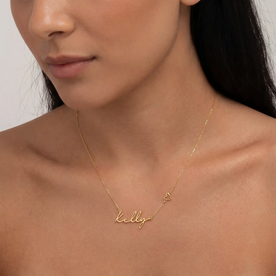 Personalised Name & Heart Necklace | Custom Name Necklace | HBD