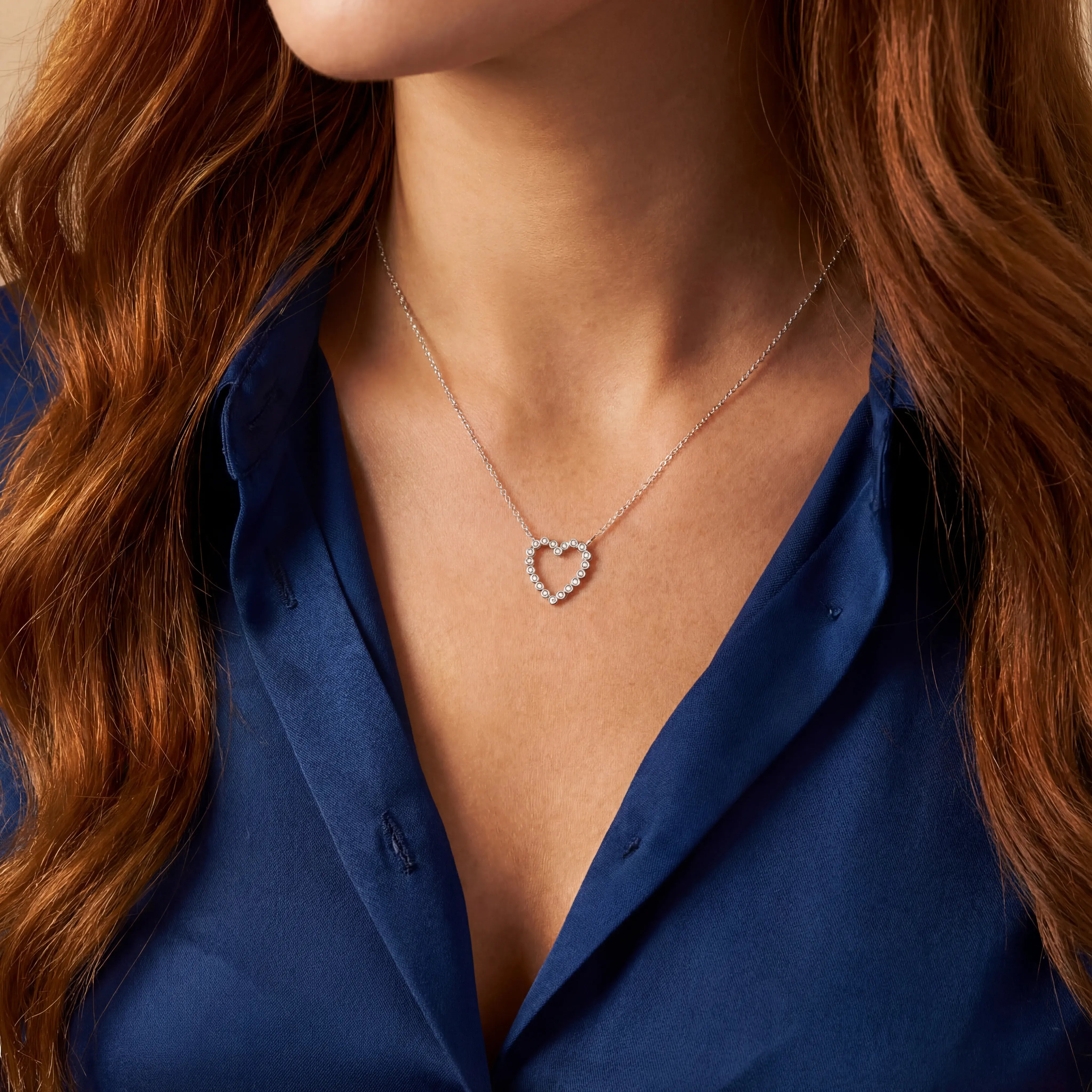 Necklace 925 Sterling Silver Cubic Zirconia Heart Necklace HBD