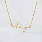 Necklace Amy Name Necklace HBD Amy Name Necklace in Gold or Silver – Amy Script Necklace with Charm Option