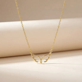 Angel Wings Necklace in Gold, Vermeil, or Silver – Symbolic Pendant – 15-21 Inch Chain