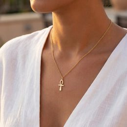 Ankh Cross Necklace in Gold or Silver – Elegant Egyptian Symbol Pendant