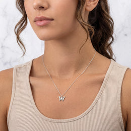 18ct Gold Butterfly Pendant Necklace Also Available in Sterling Silver