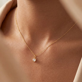 Cubic Zirconia Birthstone Necklace - 12 Birthstones in Gold or Silver