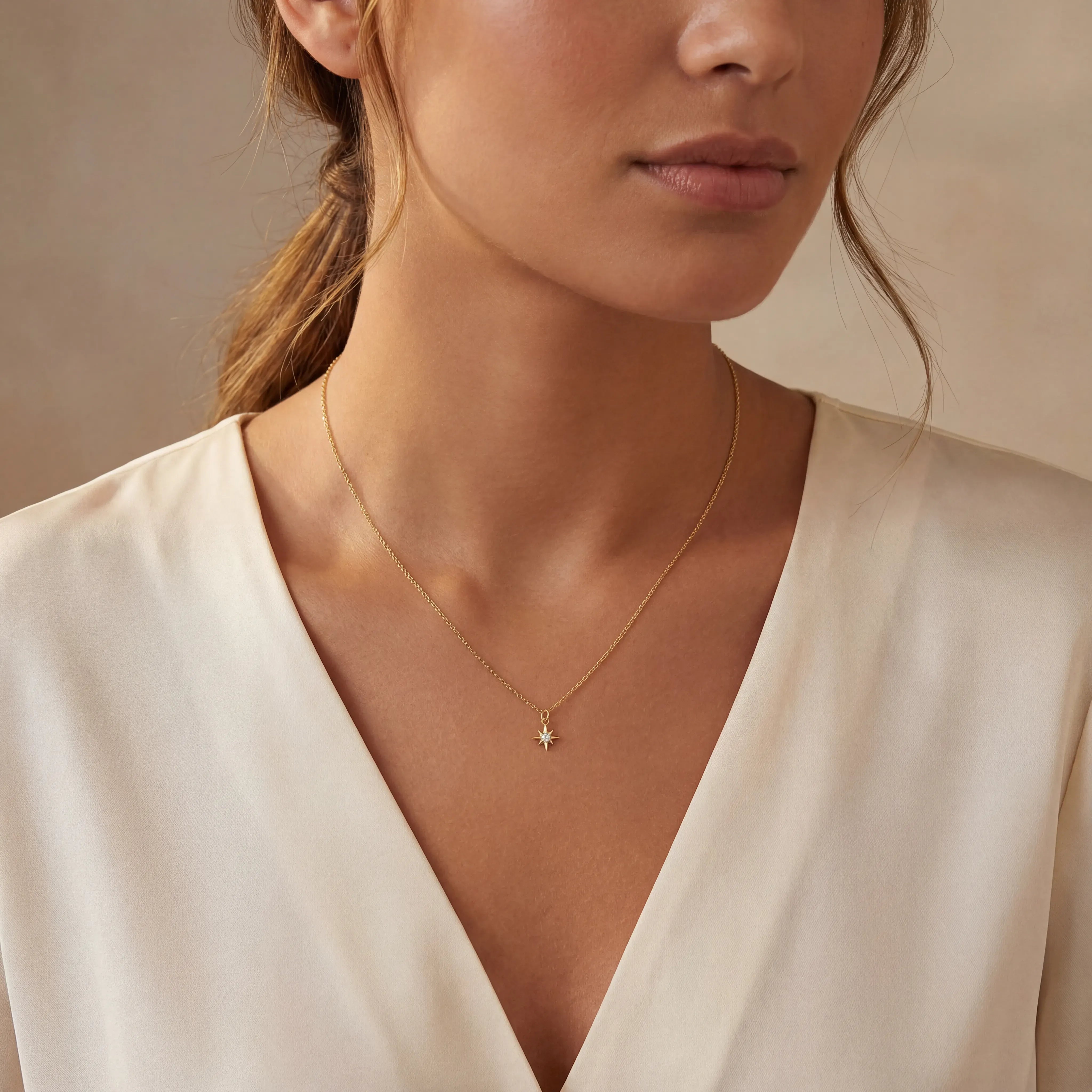 Necklace Cubic Zirconia Star Necklace HBD