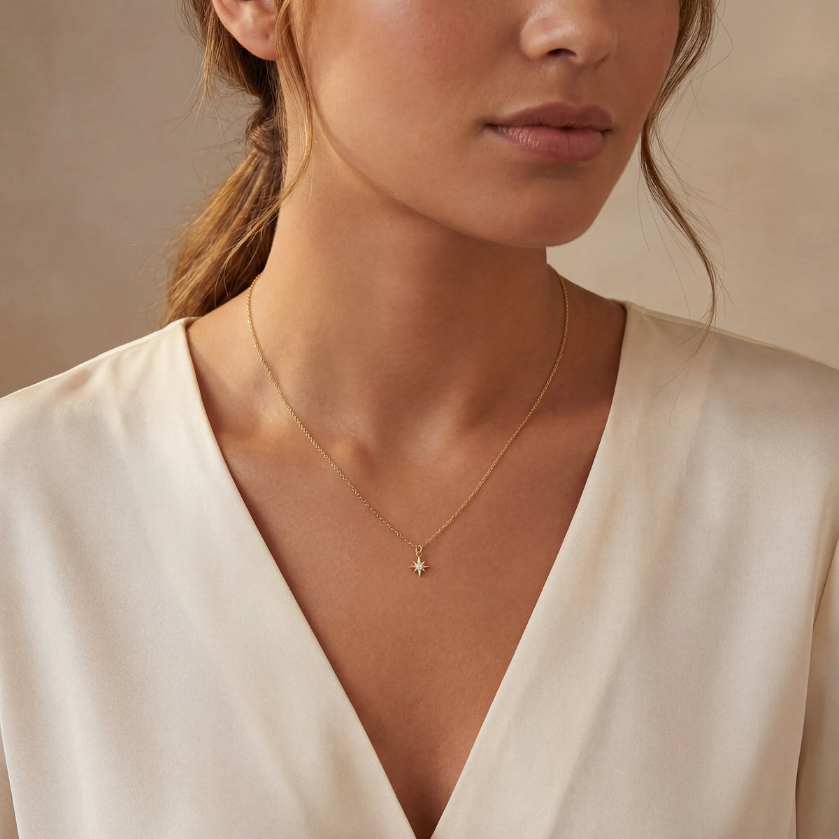 Cubic Zirconia Star Necklace in 18ct Gold or Sterling Silver