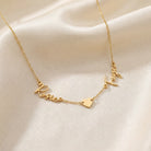 Necklace Double Name & Solid Heart Necklace HBD