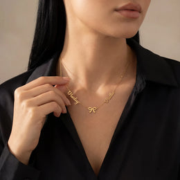 Elegant Double Name Necklace with Bow – Gold, Silver & Vermeil Finish