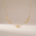Necklace Double Name with Lotus Flower Necklace HBD