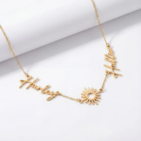 Personalised Sun Necklace with Two Names – Gold, Silver or Vermeil