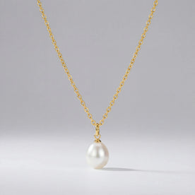 Freshwater Pearl Charm Necklace in 18k Gold or Sterling Silver