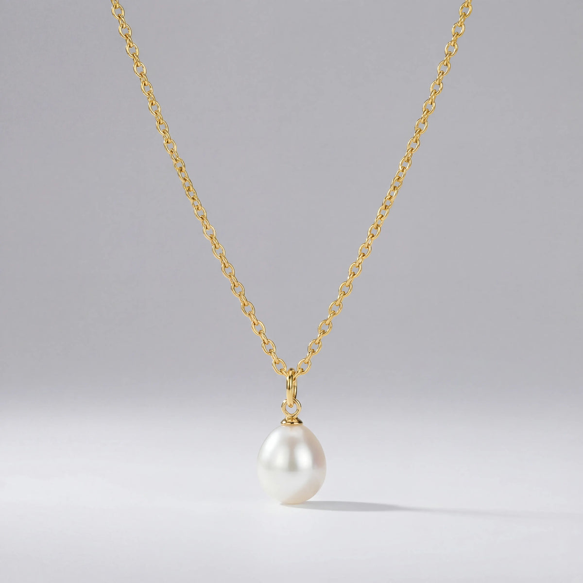 Freshwater Pearl Charm Necklace in 18k Gold or Sterling Silver
