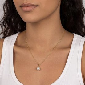 Freshwater Pearl Charm Necklace in 18k Gold or Sterling Silver
