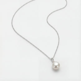 Freshwater Pearl Charm Necklace in 18k Gold or Sterling Silver