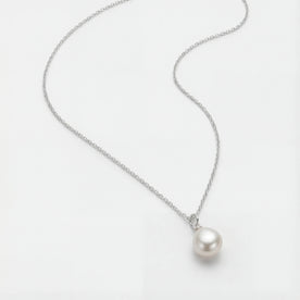 Freshwater Pearl Charm Necklace in 18k Gold or Sterling Silver
