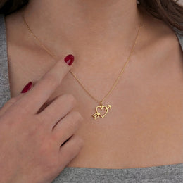 Heart Arrow Necklace - Delicate Love Necklace in Gold or Silver
