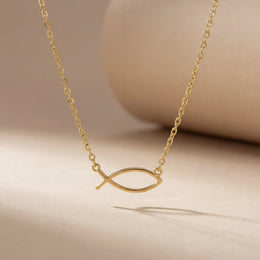 Ichthys Fish Necklace in 18ct Gold or Sterling Silver - Choose from 3 Chain Styles & 4 Lengths