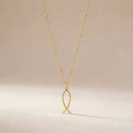 Ichthys Fish Necklace in 18ct Gold or Sterling Silver - Choose from 3 Chain Styles & 4 Lengths
