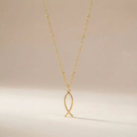 Ichthys Fish Necklace in 18ct Gold or Sterling Silver - Choose from 3 Chain Styles & 4 Lengths