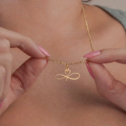 Infinity Heart Necklace - Personalised Infinity Style Necklace in Gold or Silver