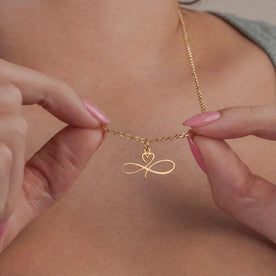 Infinity Heart Necklace - Personalised Infinity Style Necklace in Gold or Silver