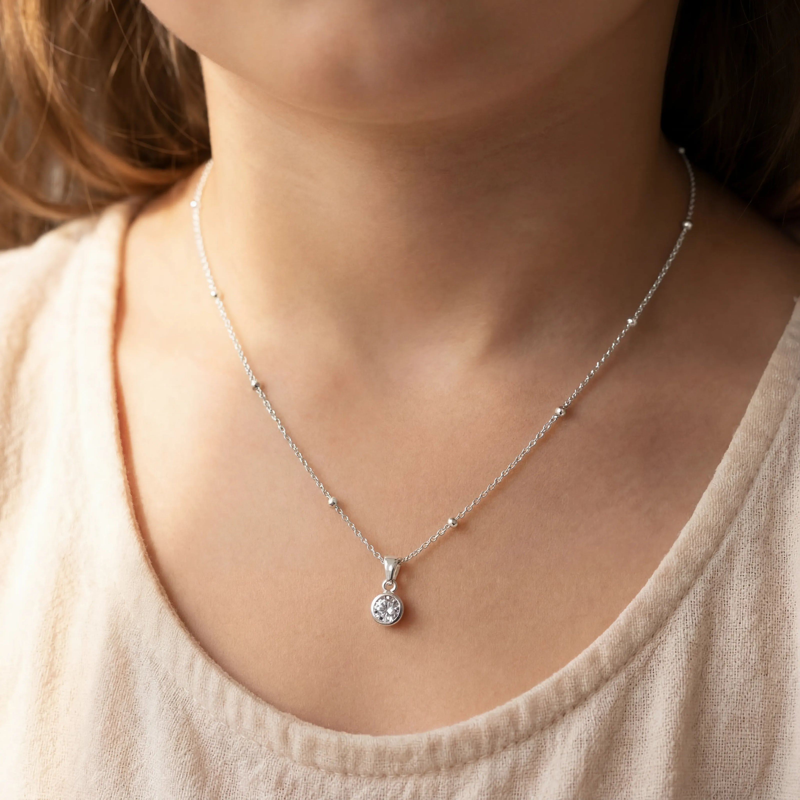 Kids Birthstone Necklace - Children's Birthstone Necklace in Sterling Silver
