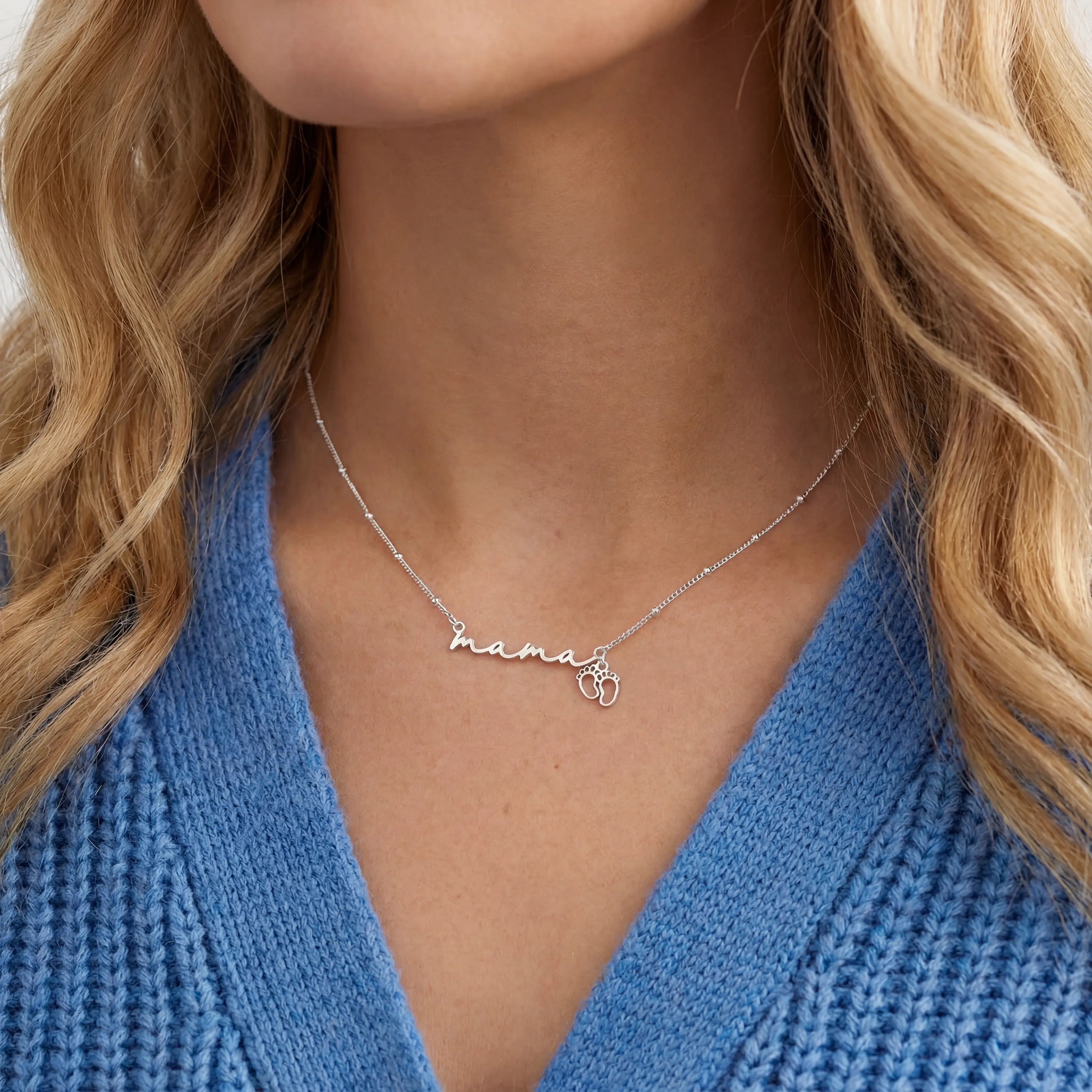 Necklace Mama Necklace with Baby Feet Charm HBD