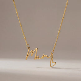Mum Necklace with Heart Charm in Gold & Silver | Mother's Day Gift