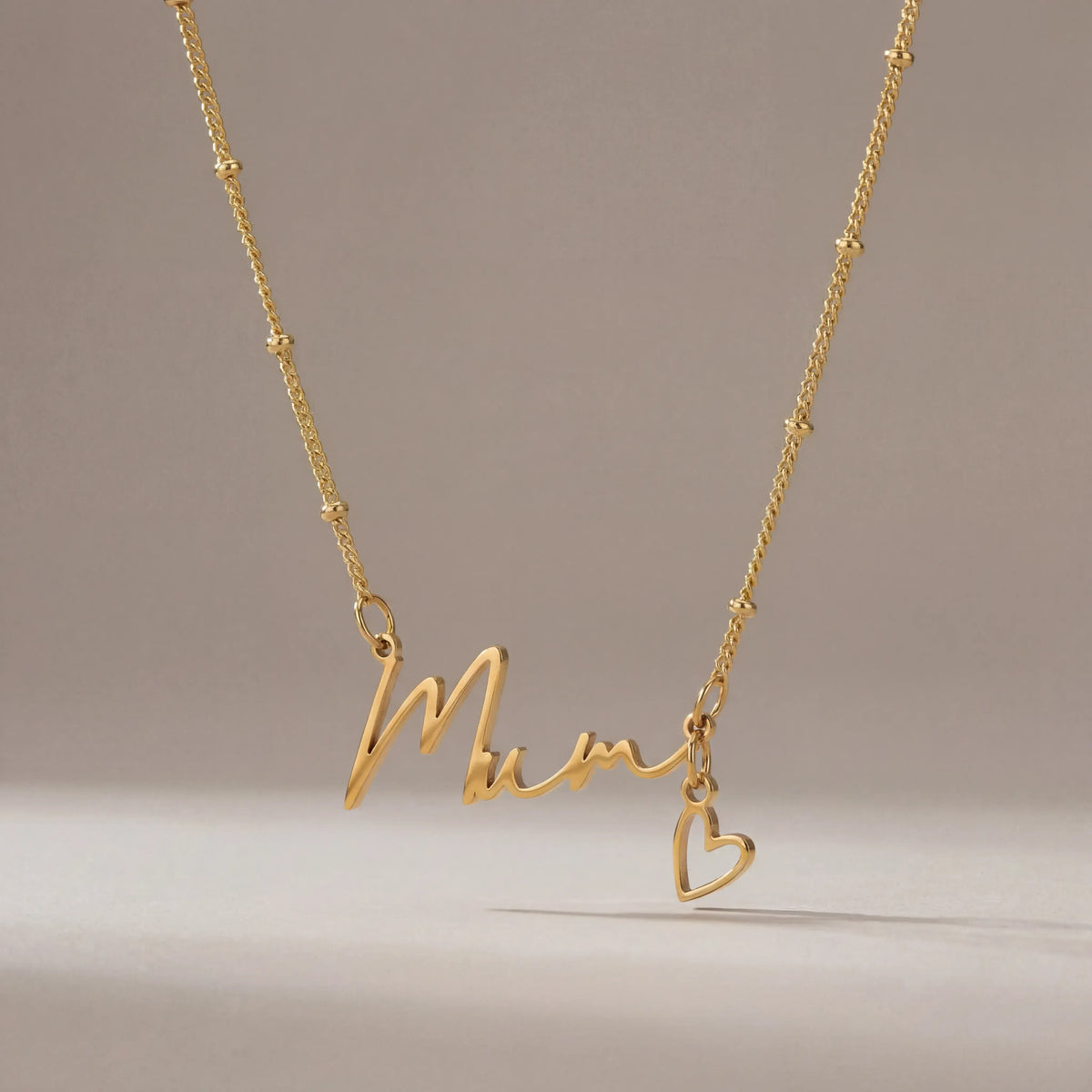 Mum Necklace with Heart Charm in Gold & Silver | Mother's Day Gift