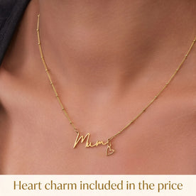 Mum Necklace with Heart Charm in Gold & Silver | Mother's Day Gift