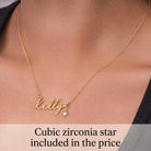 Necklace Name Necklace with Cubic Zirconia Star Charm HBD Name Necklace with Cubic Zirconia Star Charm in Gold & Silver