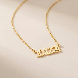 Personalised Date of Birth Necklace in Gold or Silver – Custom Date Necklace Gift