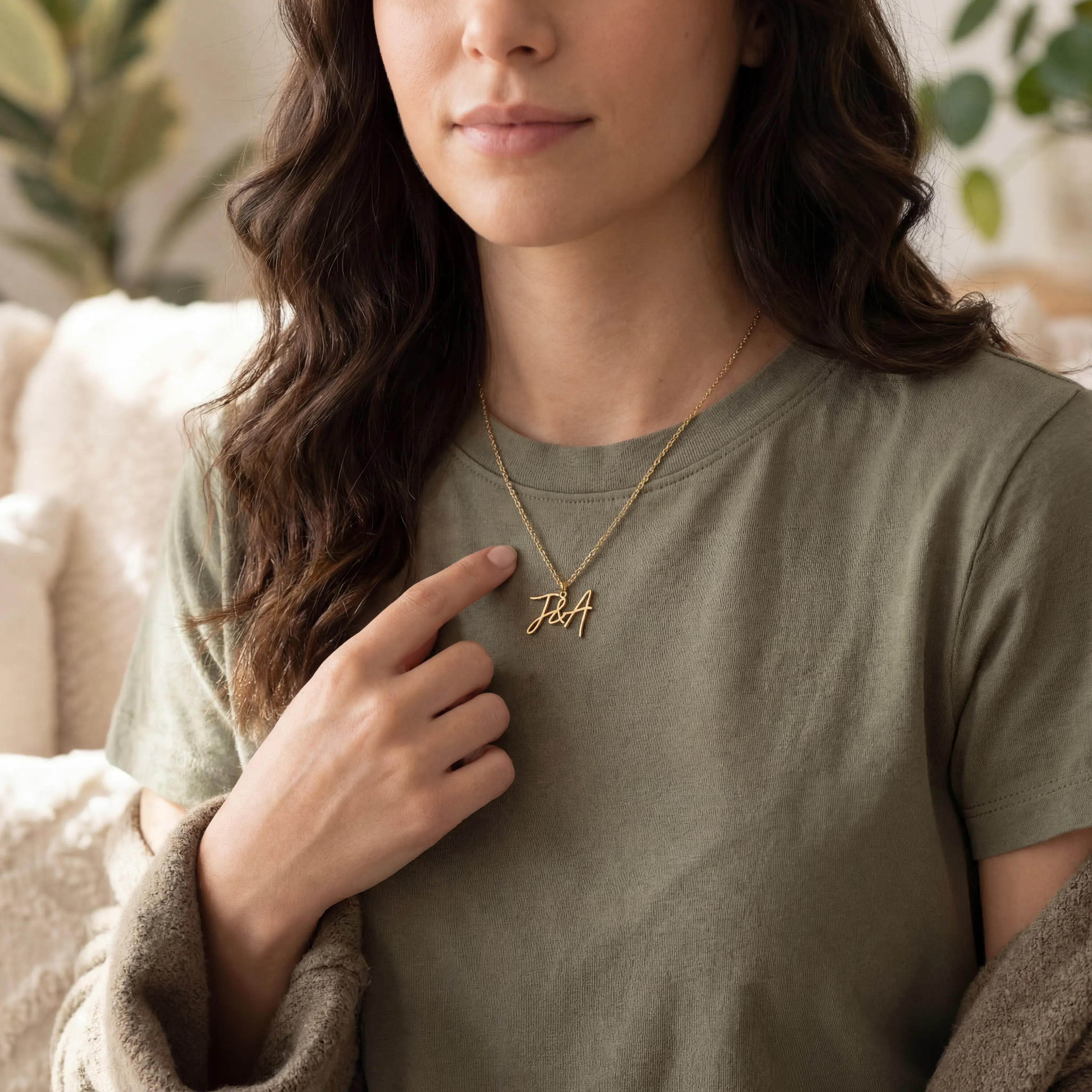 Necklace Personalised Double Letter Initial Necklace HBD