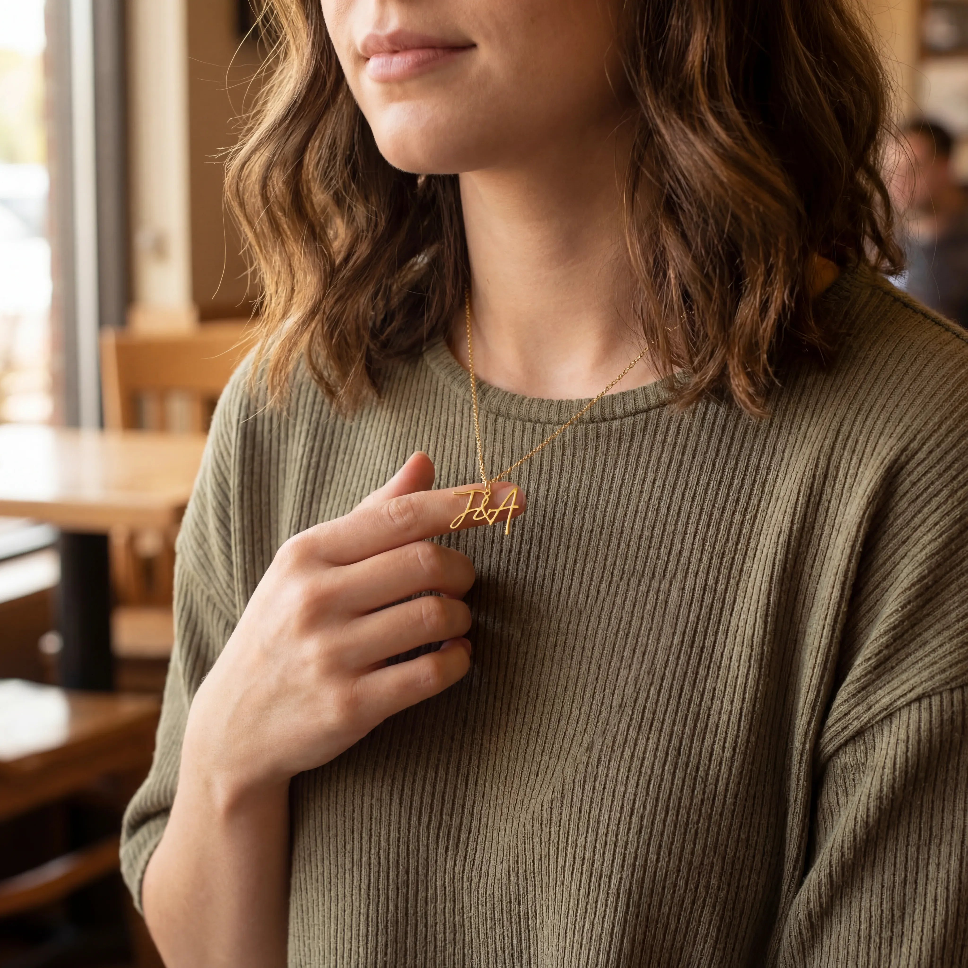 Necklace Personalised Double Letter Initial Necklace HBD