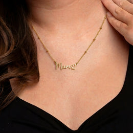 Personalised Mam Heart Necklace in Gold or Silver - Mum, Mummy, Mama, Ma Name Necklace