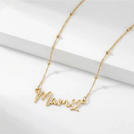 Personalised Mam Heart Necklace in Gold or Silver - Mum, Mummy, Mama, Ma Name Necklace