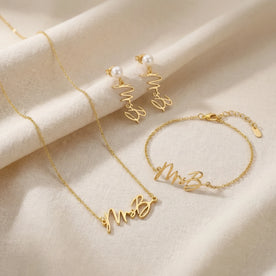 Personalised Mrs Jewellery Set - Necklace, Bracelet & Earrings