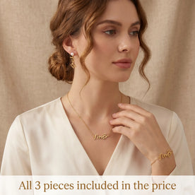 Personalised Mrs Jewellery Set - Necklace, Bracelet & Earrings