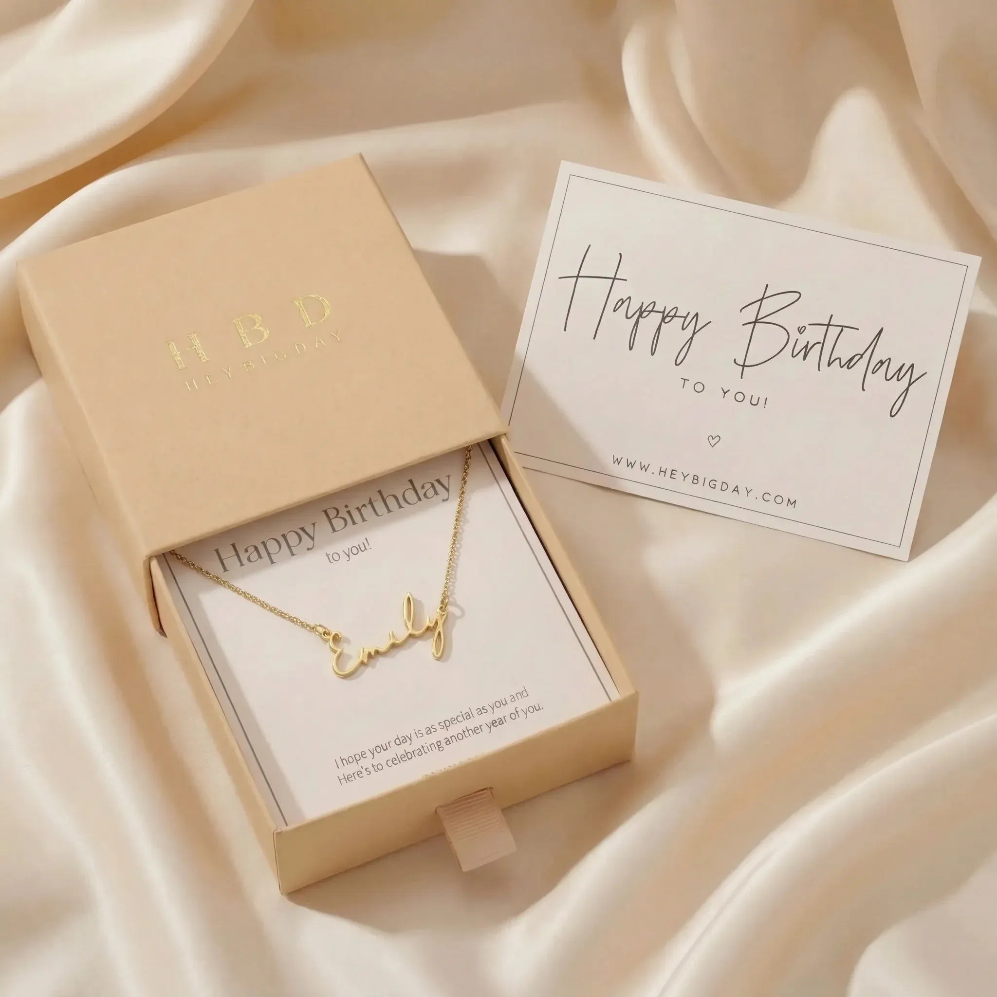 Necklace Personalised Name & Card Gift Set HBD Personalised Name & Card Gift Set – Birthday, Bridesmaid Proposal & Bride-to-Be Gifts
