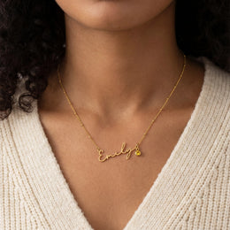 Personalised Name & Birthstone Necklace | HBD Jewellery