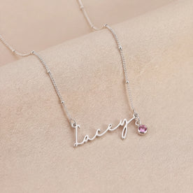 Personalised Name & Birthstone Necklace | HBD Jewellery